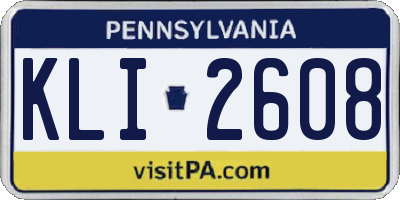 PA license plate KLI2608