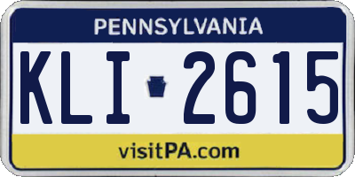 PA license plate KLI2615
