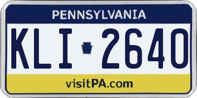 PA license plate KLI2640
