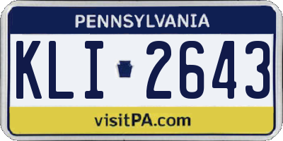 PA license plate KLI2643