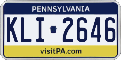 PA license plate KLI2646