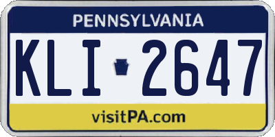 PA license plate KLI2647