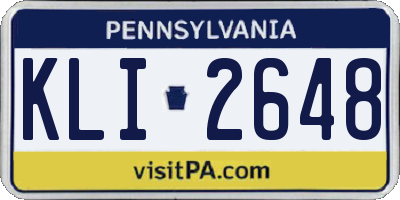 PA license plate KLI2648