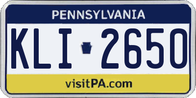 PA license plate KLI2650