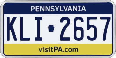 PA license plate KLI2657