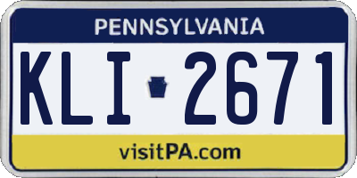PA license plate KLI2671