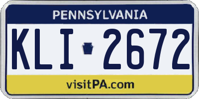 PA license plate KLI2672