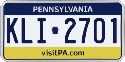 PA license plate KLI2701