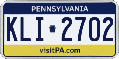 PA license plate KLI2702