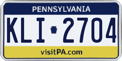 PA license plate KLI2704