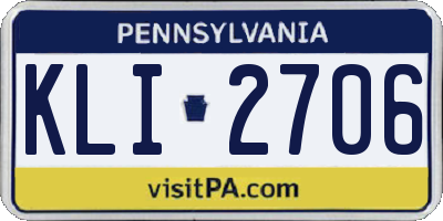 PA license plate KLI2706