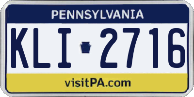 PA license plate KLI2716