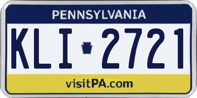 PA license plate KLI2721