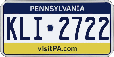 PA license plate KLI2722