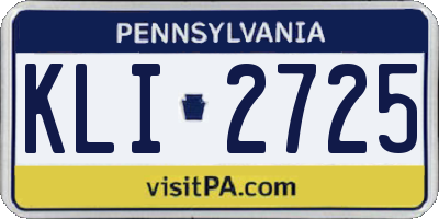 PA license plate KLI2725