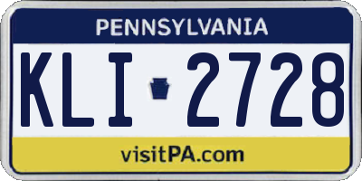 PA license plate KLI2728