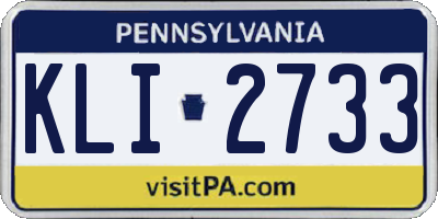 PA license plate KLI2733
