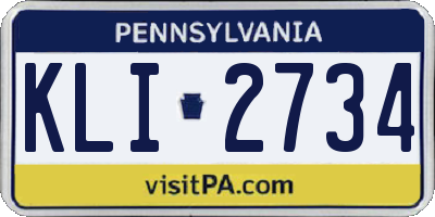 PA license plate KLI2734