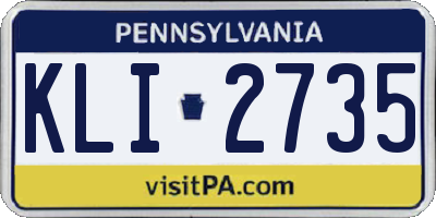 PA license plate KLI2735