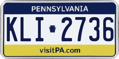 PA license plate KLI2736