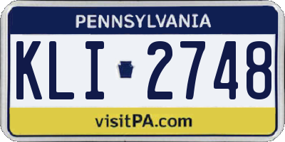 PA license plate KLI2748