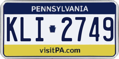 PA license plate KLI2749