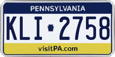PA license plate KLI2758