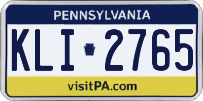 PA license plate KLI2765