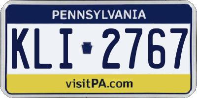 PA license plate KLI2767