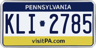 PA license plate KLI2785