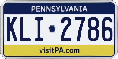 PA license plate KLI2786