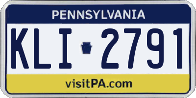 PA license plate KLI2791