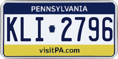 PA license plate KLI2796