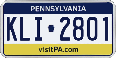 PA license plate KLI2801