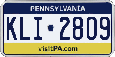 PA license plate KLI2809