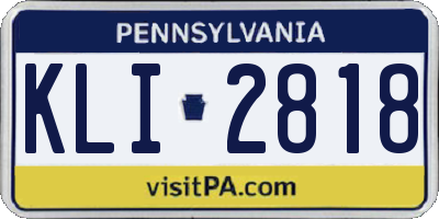 PA license plate KLI2818