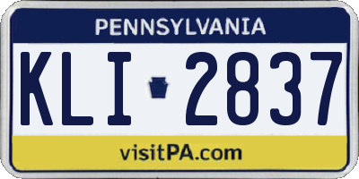 PA license plate KLI2837
