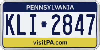 PA license plate KLI2847