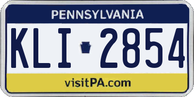 PA license plate KLI2854