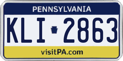 PA license plate KLI2863
