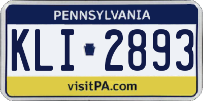 PA license plate KLI2893
