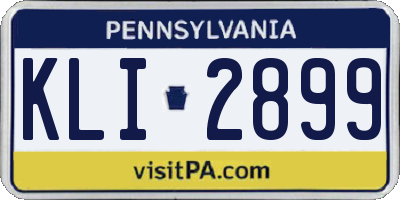 PA license plate KLI2899