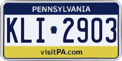 PA license plate KLI2903