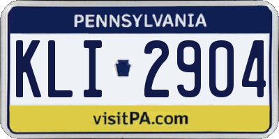 PA license plate KLI2904