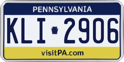 PA license plate KLI2906