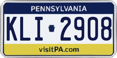 PA license plate KLI2908