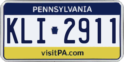 PA license plate KLI2911