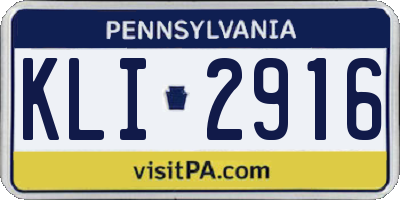 PA license plate KLI2916