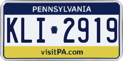 PA license plate KLI2919