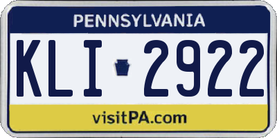 PA license plate KLI2922